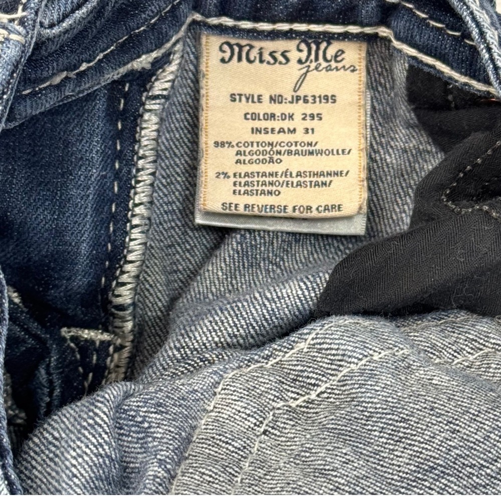 Miss Me Signature Skinny Jeans Dark Wash Embellished Flap Pocket JP6319S Size 28 - Picture 5 of 8